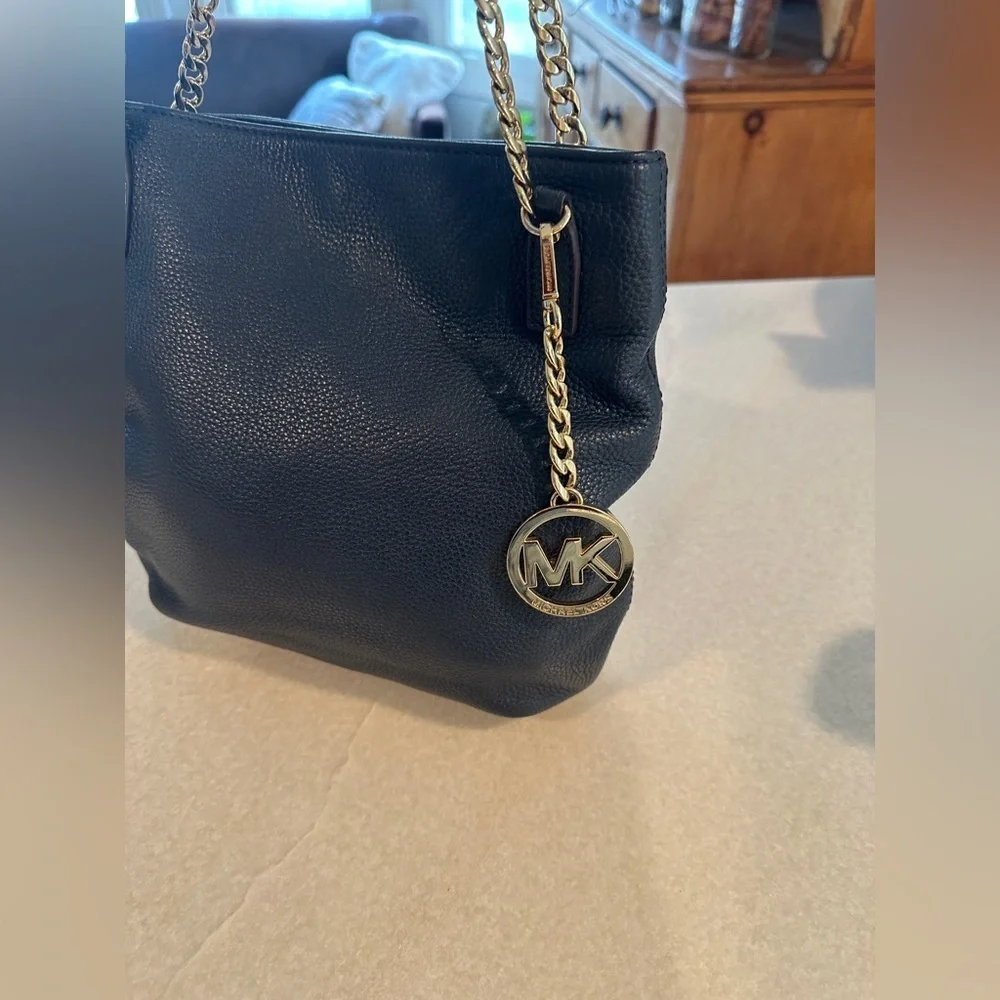 Michael Kors jet set Dark Blue Shoulder Bag with Gold Accents